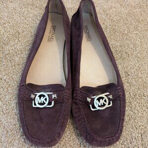 Michael Kors - Plum Suede Loafers - Size 10 - MK Logo Hardware